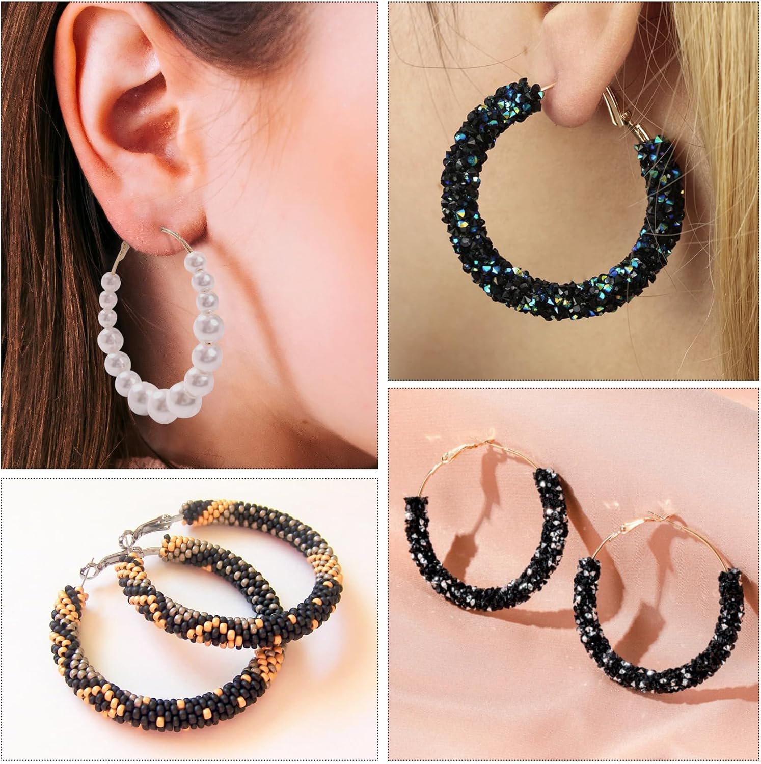 32pcs Hoop Earrings Findings, Hypoallergenic Round Earring Loop, Open Beading Earrings Accessories Jewelry Making DIY Crafts 30mm- Gold & Silver - Image 6