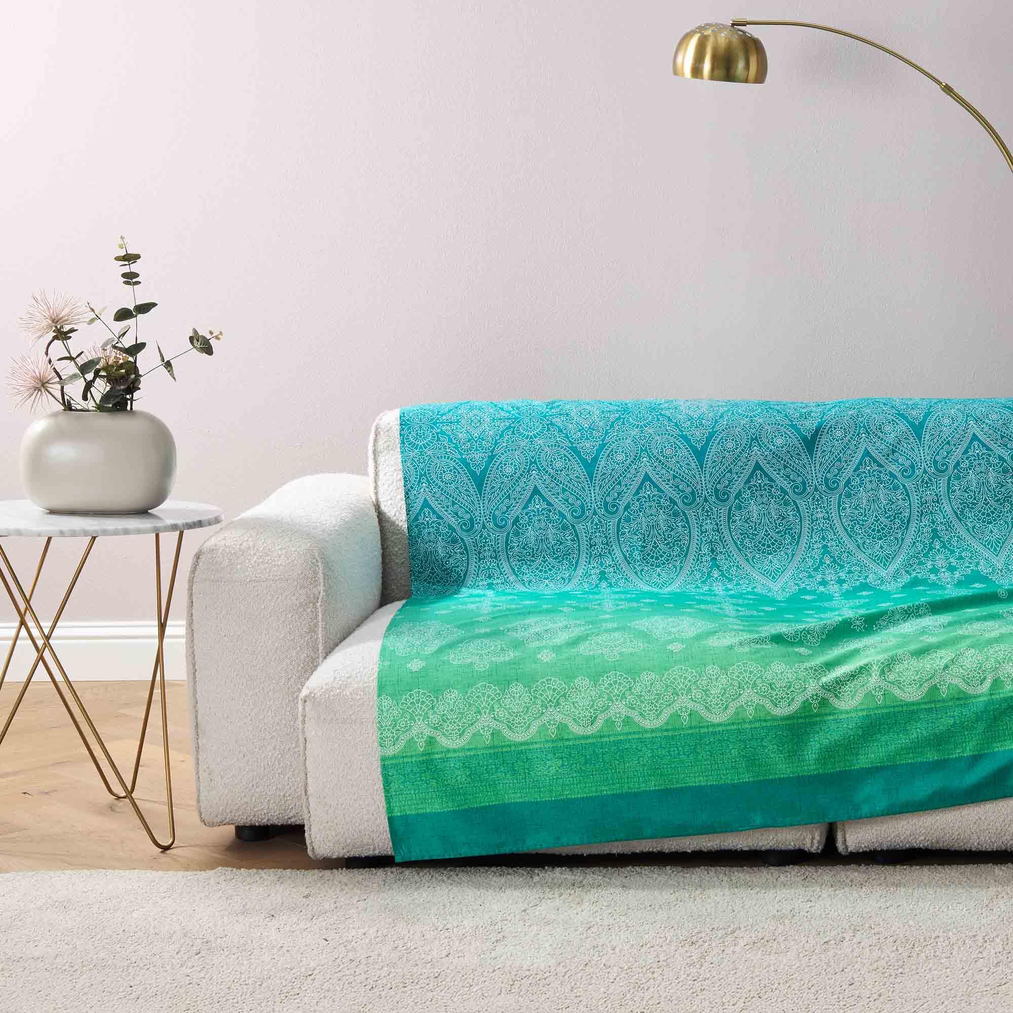 Granfoulard bassetti kerala green - funda de sof, mantel y pao multiusos 180x270 cm