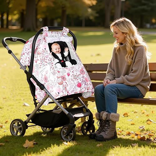 Miniatura 7 de Funda de asiento de automóvil para bebé, fundas de asiento de automóvil para bebé con 2 capas transpirables con cremallera, resistente al viento,