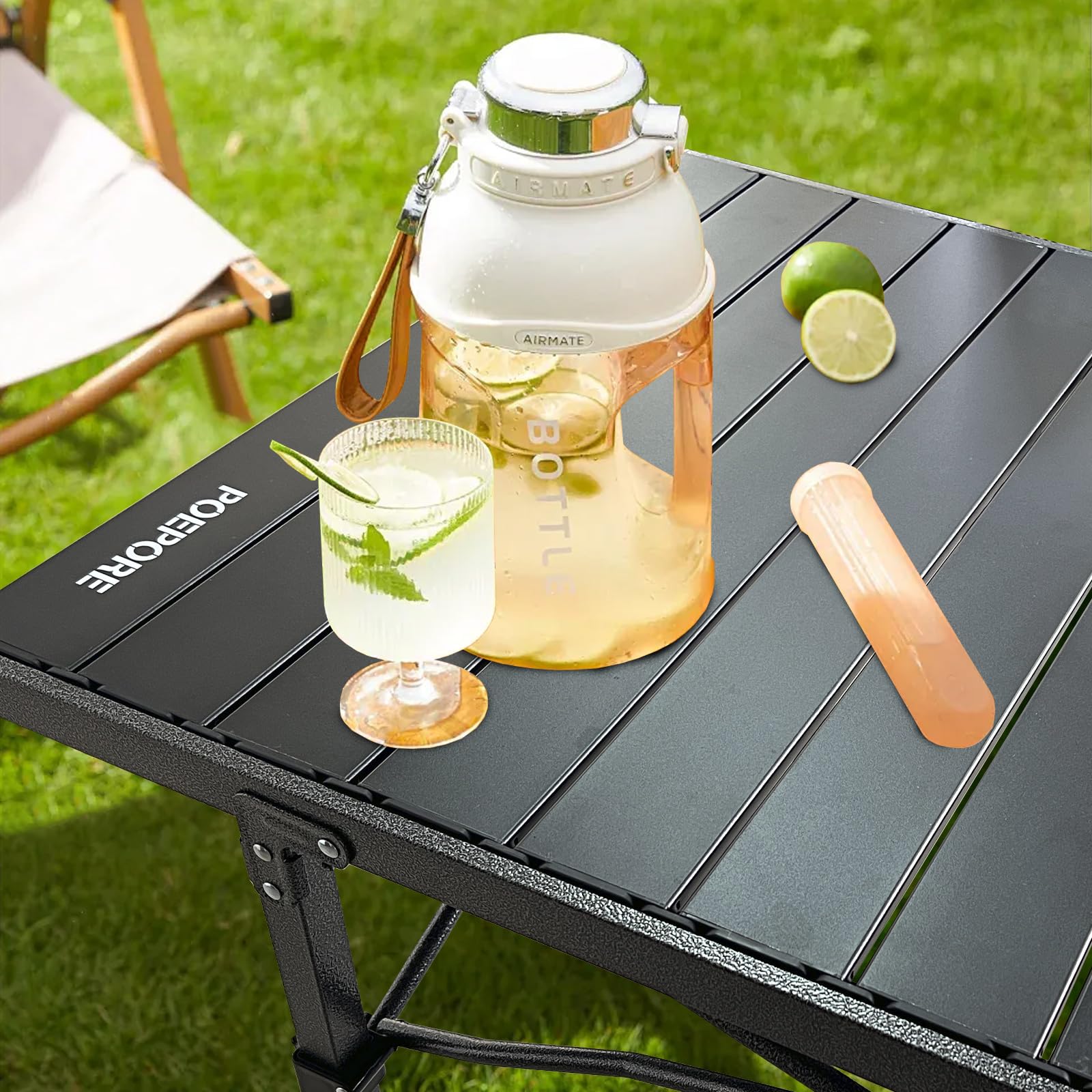 Campingtisch Klappbar Aluminium Breites Panel Groß Gartentisch für 4-6 Personen Outdoor Klapptisch Faltbar Rolltisch Reisetisch mit Aufbewahrungstasche 141 x 70 x 70cm bis 80kg Schwarz