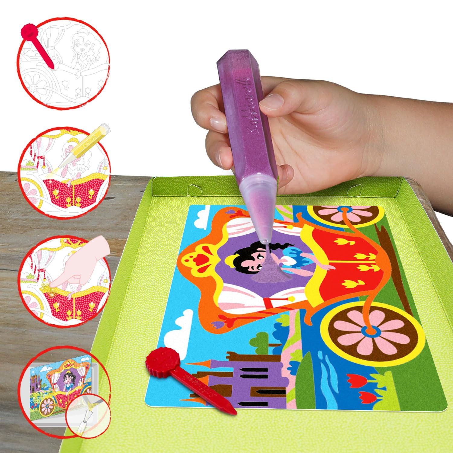 Sabbiarelli Sand-it For Fun - Album De Eenhoorns: 5 Zelfklevende A5-Vellen voor Sand Art met 7 Tekeningen om in te Kleuren met Gekleurd Zand (NIET INBEGREPEN) - Creatief Knutselen voor Kinderen 5
