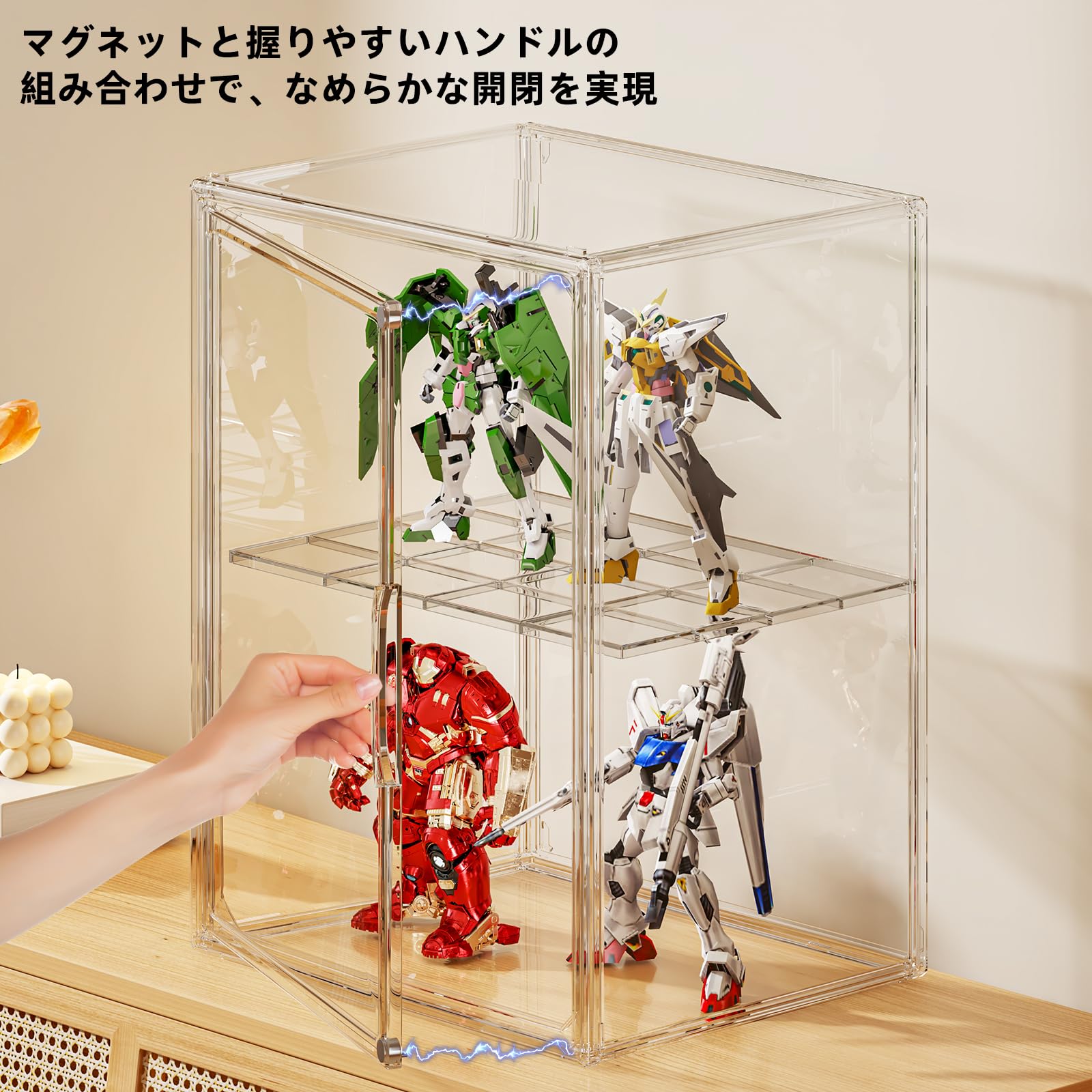 Amazon.co.jp: JOYZAN フィギュアケース マグネット式扉 透明 
