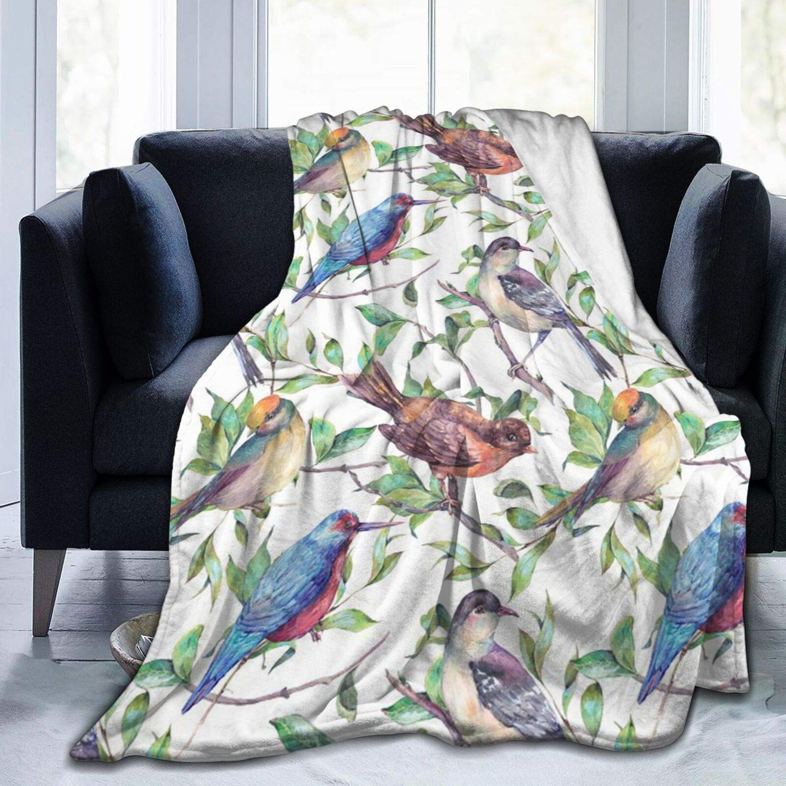 Comrtl Cute Bird Flannel Fleece Throw Blanket Bed Blanket Micro Fleece Blanket Warm Soft Lightweight Cozy Microfiber Blanket Throw For Bed Couch Sofa All Seasons