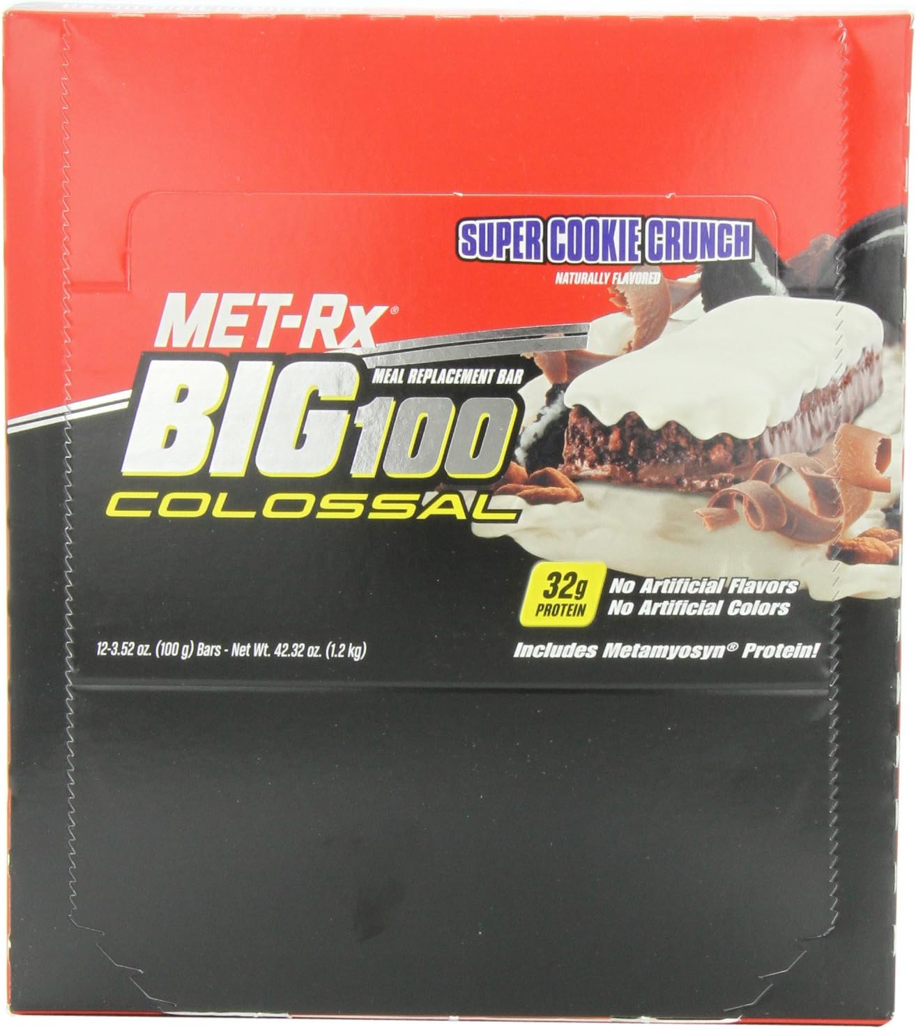 Big 100 Colossal Meal Replacement Bar, Super Cookie Crunch, 3 Ounce (Pack of 12)