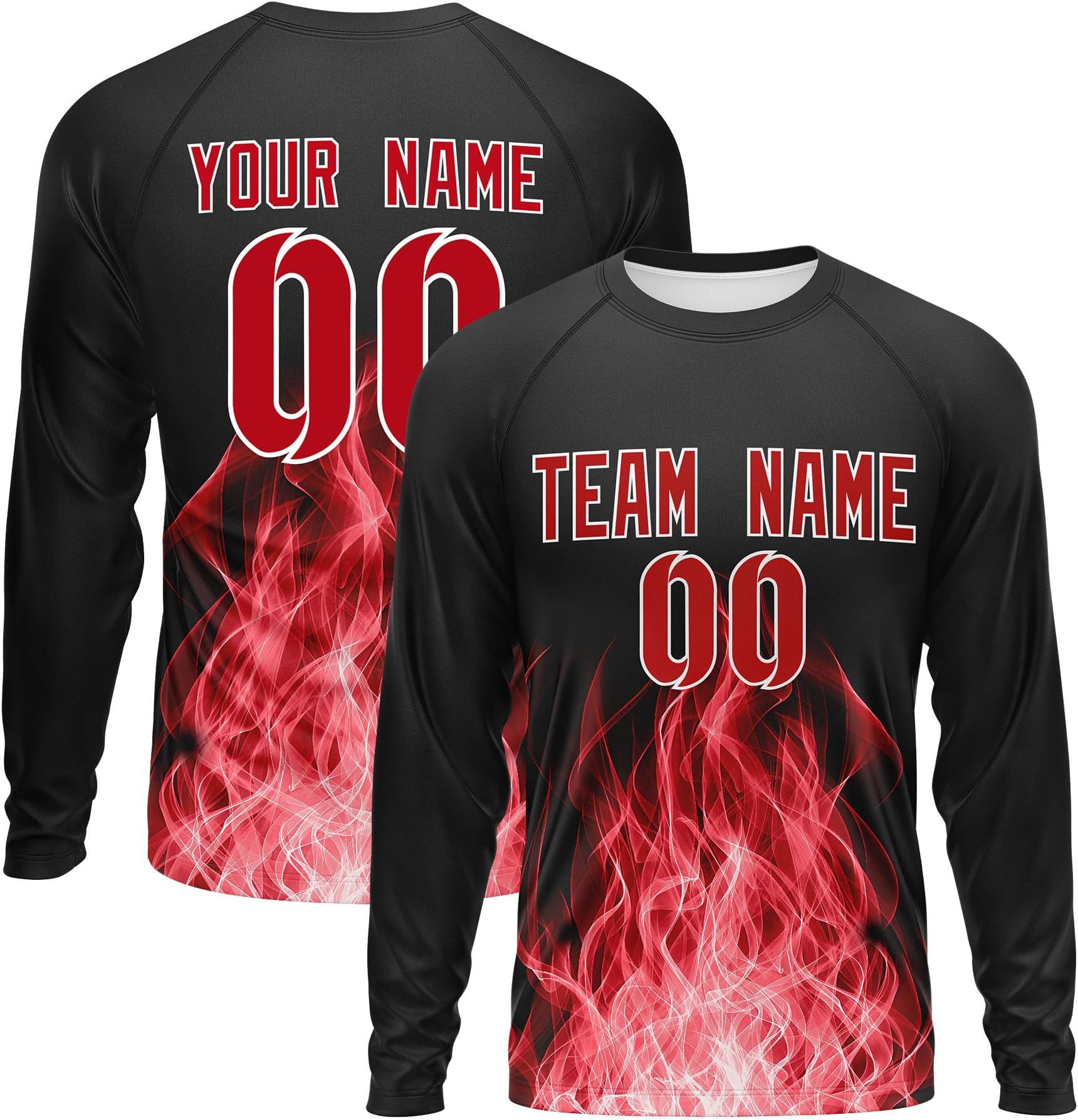 Custom Athletic T-Shirts for Men Women Youth Personalized Printed Team Name Number Casual Long Sleeve Shirt