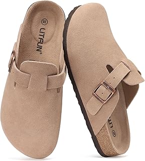 Zuecos de gamuza auténtica para mujer, plantilla suave, zapatos de patata, cómodos zuecos con soporte de arco