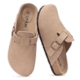 Women's Genuine Suede Clogs Soft Footbed Leather Potato Shoes Comfort Slip On Clogs with Arch Support
