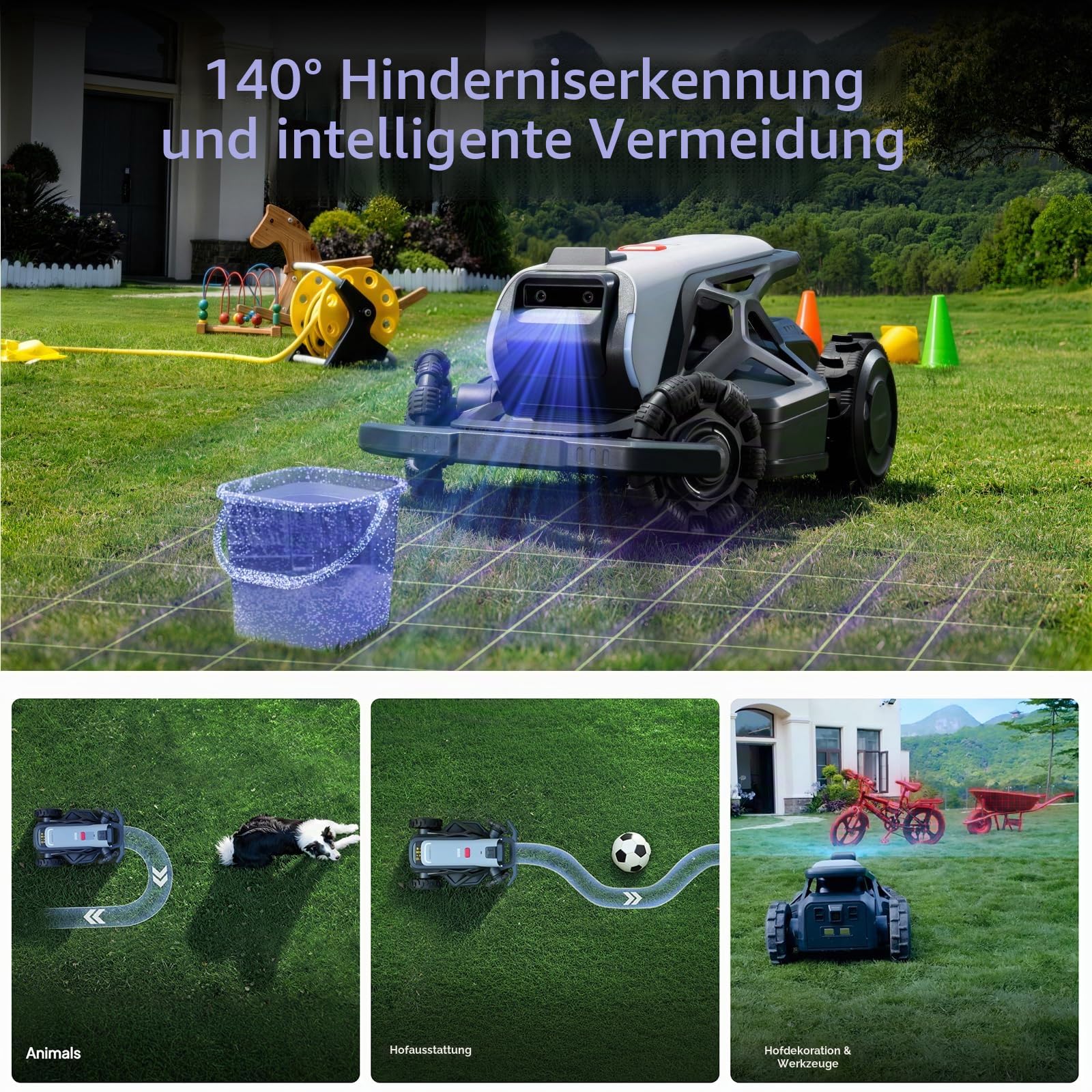 TRON SE Mähroboter ohne Begrenzungskabel,Empf. 1500 m², nRTK VSLAM, Kein Signalabbruch,Auto-Mehrzonen-Kartierung,FlowCut,RWD für 65% Steigung, App Steuerung,KI Navigation,10Ah-Akku