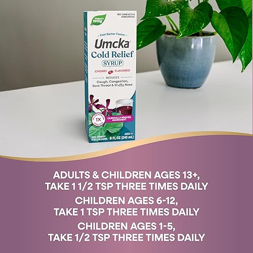 Miniatura 6 de Nature's Way Jarabe de alivio del frío, Umcka, acorta la duración y reduce la gravedad, alivio del frío multisíntoma, homeopático, sin fenilefrina,