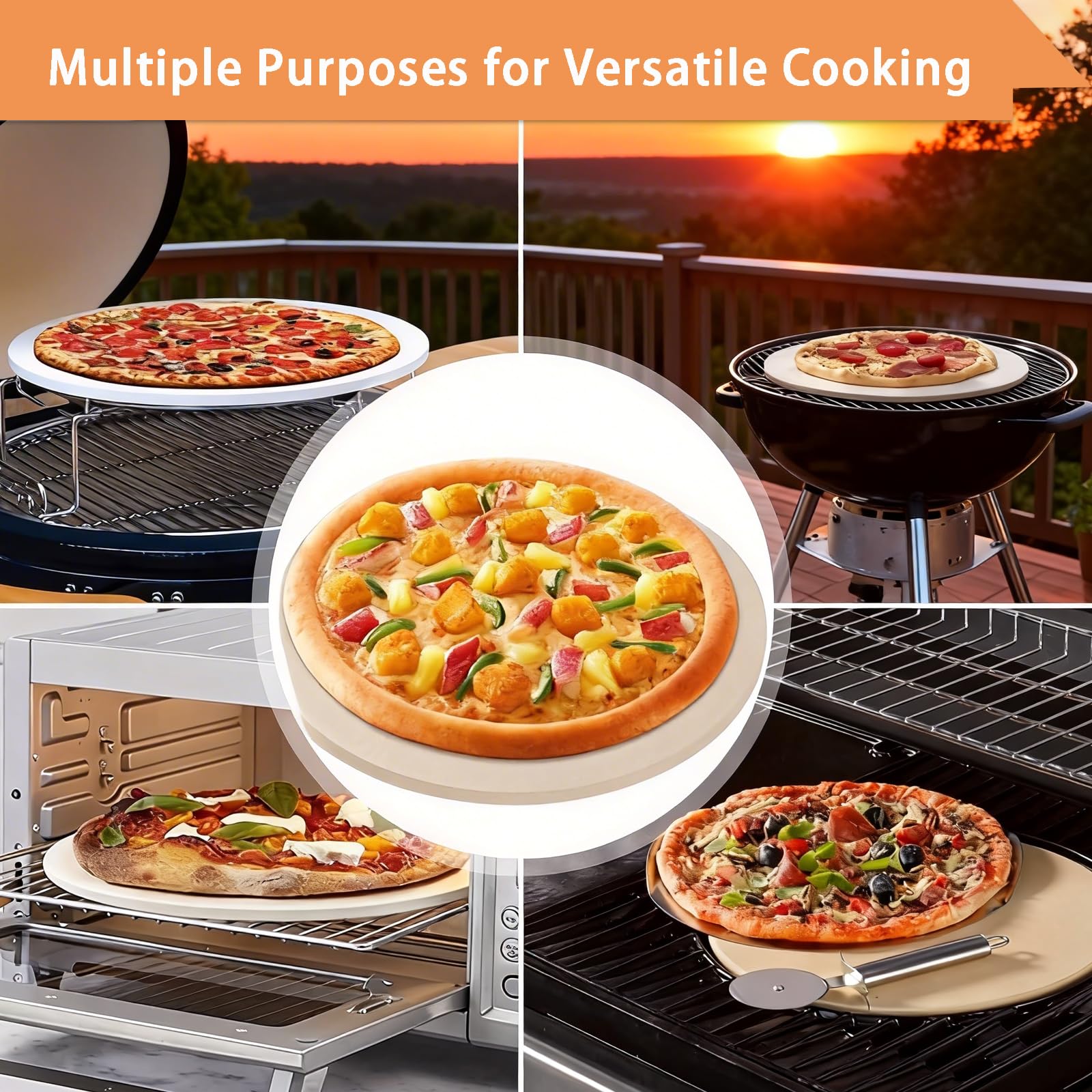 Kamado Joe Pizza Stone - 2-Pack Ceramic Heat Deflector -6