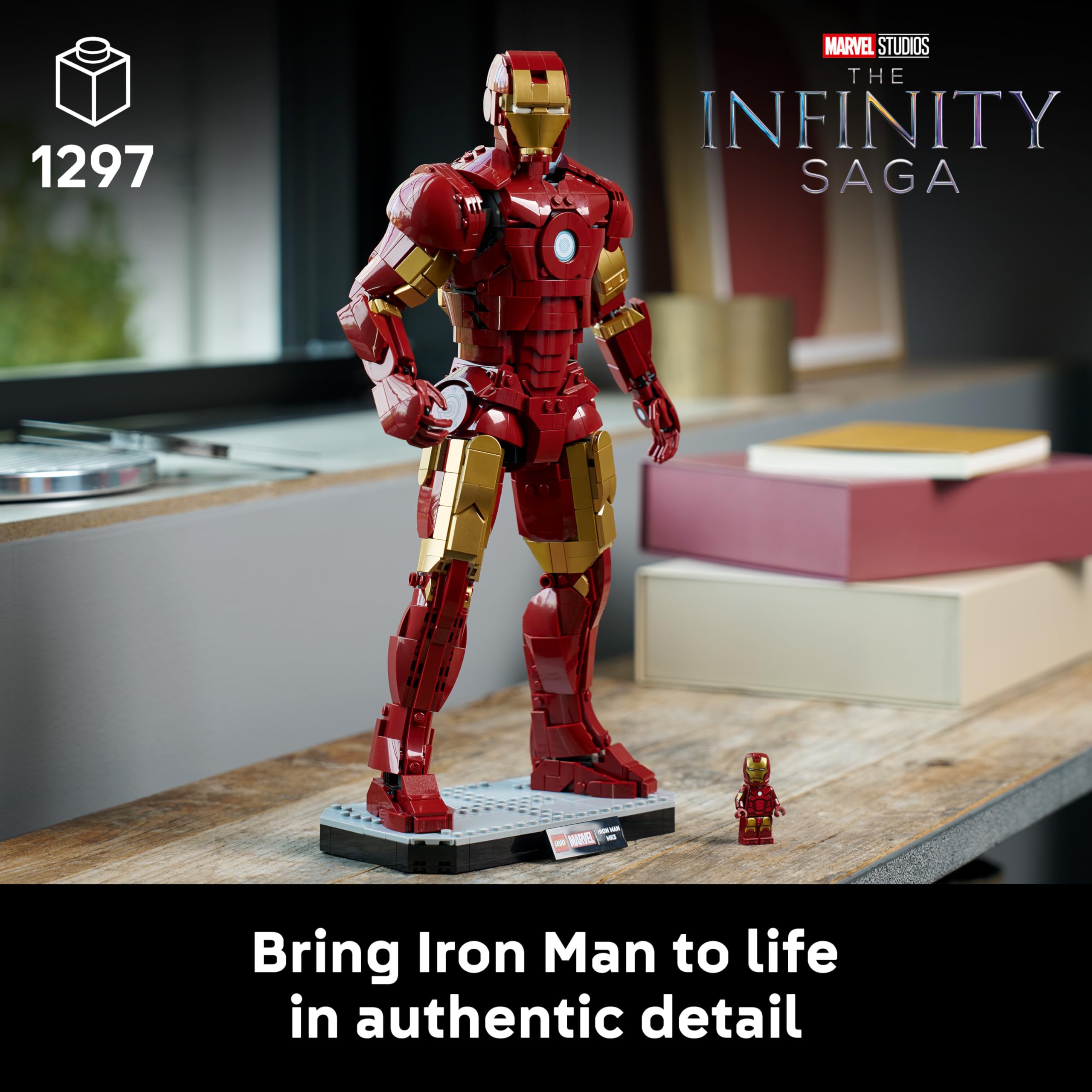 LEGO | Marvel Iron Man Mark 3 Collectors' Edition Figure - Avengers Display Model Kit for Adults - incl. a Minifigure & Arc Reactor - Collectible Gift for Fans - 76344 — view 2