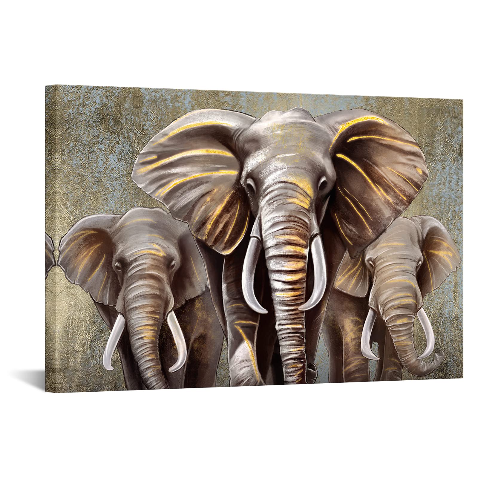 sechars Extra Large Elephants Canvas Wall Art African Wild Animal