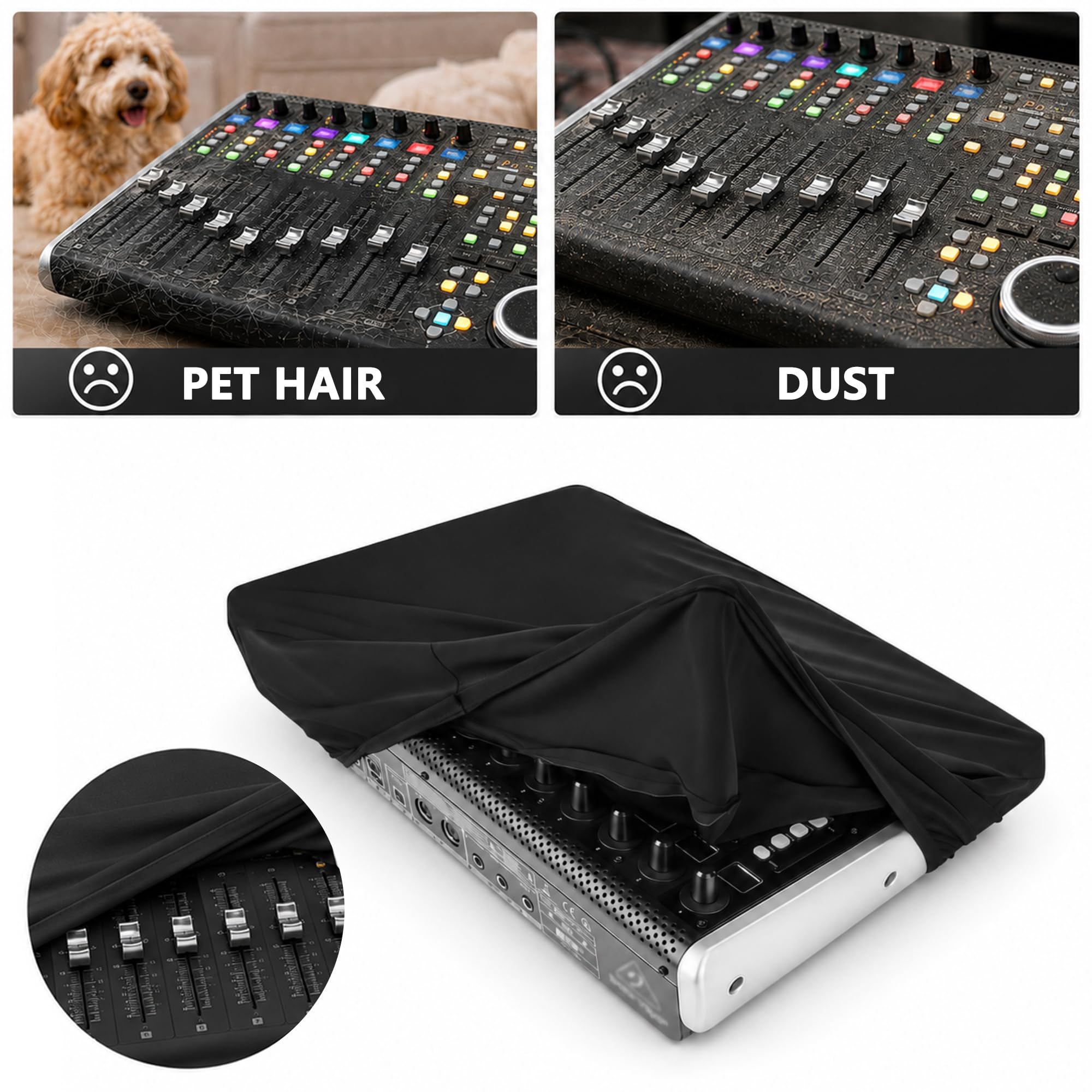 Musiin Audio Mixer Copertura antipolvere compatibile con X-Touch Chinlon Copertura antipolvere - Protezione di precisione per mixer audio universale per home studio Midi Controller