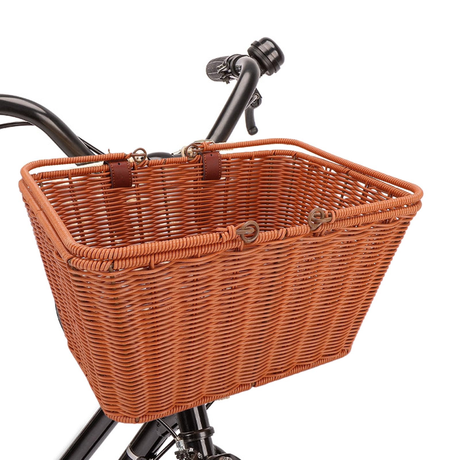 Przedni Kosz Rowerowy w Stylu Retro PP z Uchwytem na Piknik | Trwały Tkany Kosz do Przechowywania z PP;Przenośny Przedni Kosz Rowerowy, Idealny na Wycieczki na plażę i Pikniki