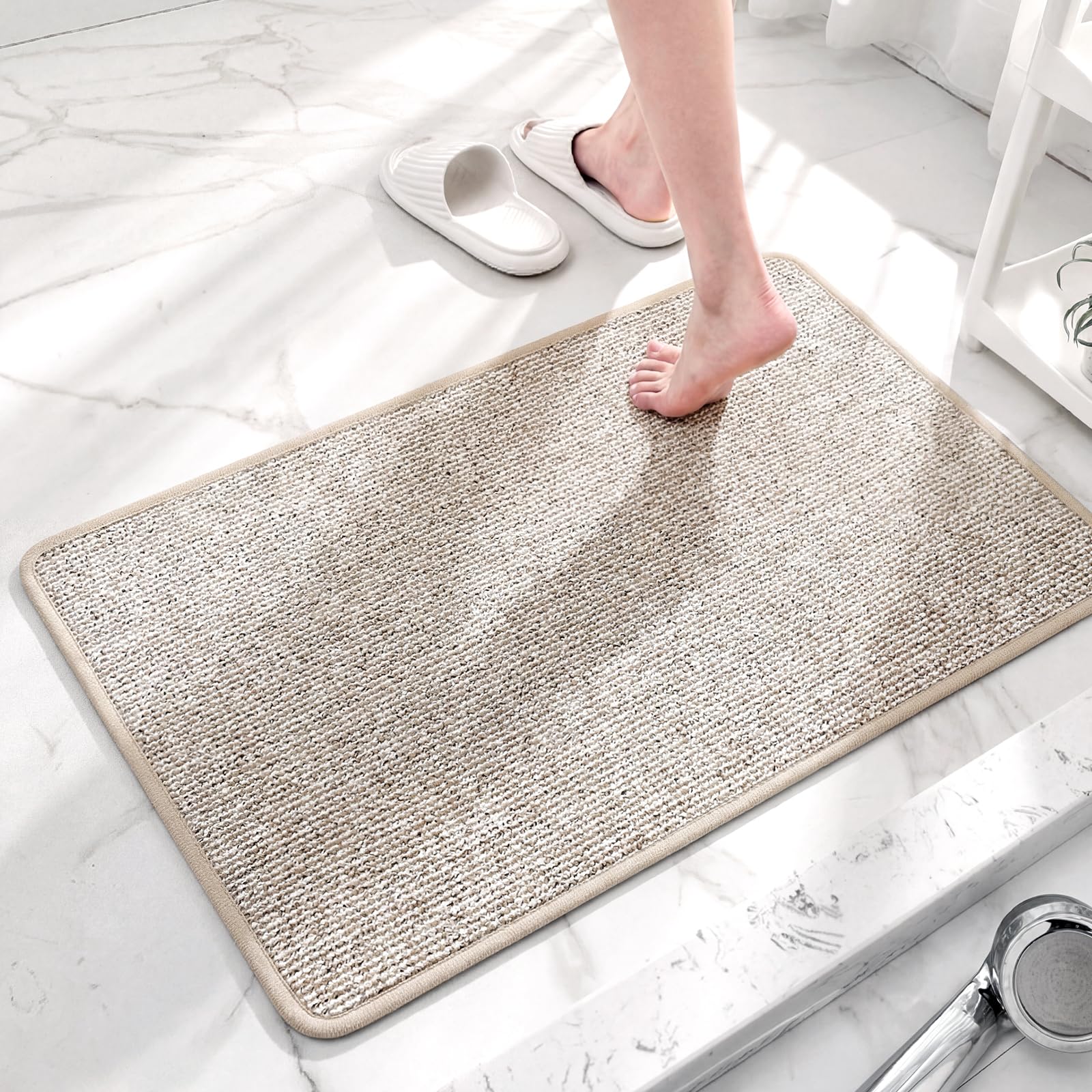 Non Slip Bathroom Rugs Washable Rubber Backing Bath Mat Absorbent Quick Dry Floor Mats for Bathroom Outside Shower
