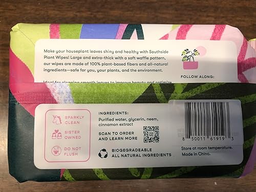 Miniatura 9 de Southside Plants - Toallitas de limpieza de plantas suaves a base de plantas para hojas brillantes y mejor fotosíntesis, sin perfume, extra grueso,