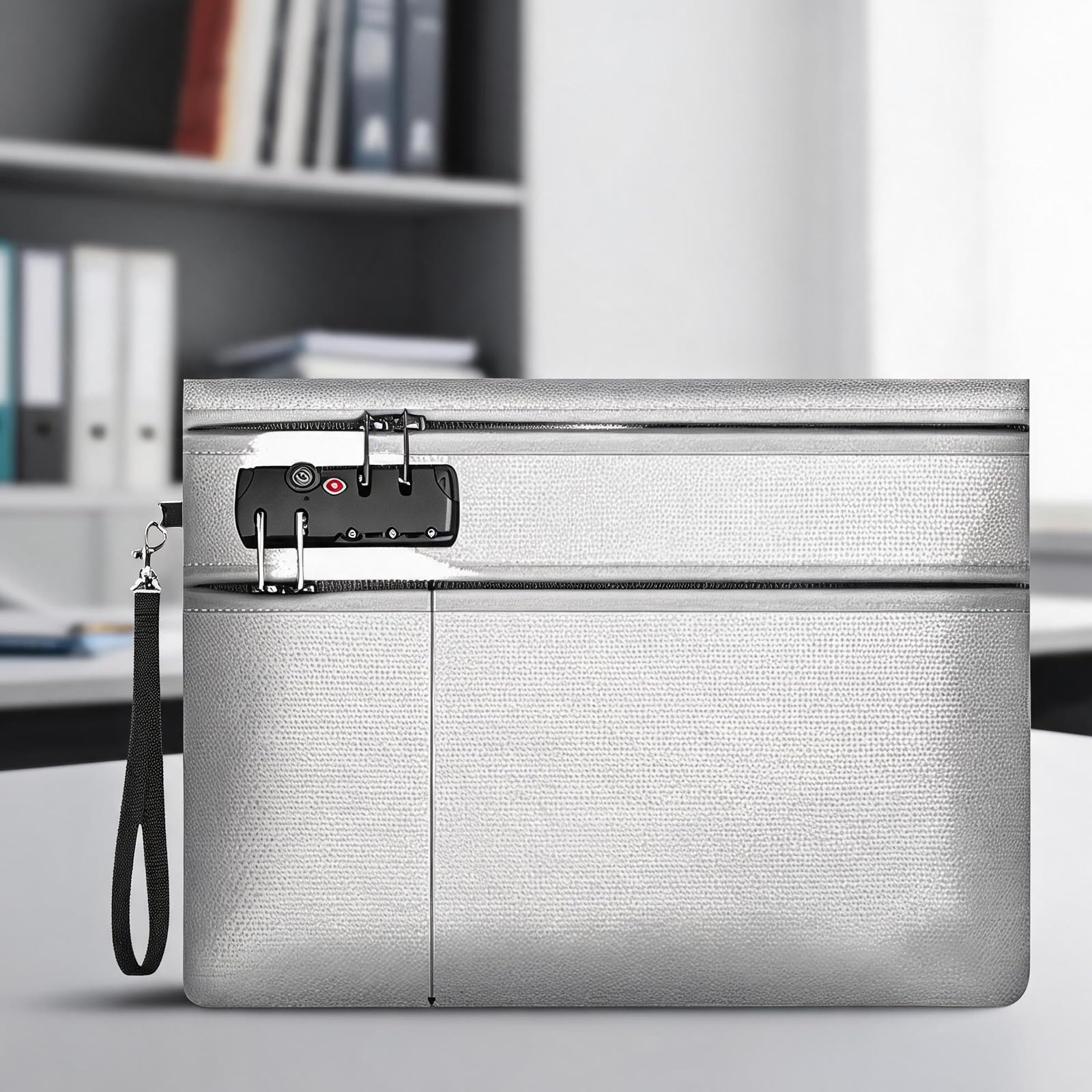 Custodia per archiviazione con cinturino da polso con chiusura con cerniera, custodia per documenti, borsa organizer piatta per viaggi a casa, custodia per documenti riservati, custodia