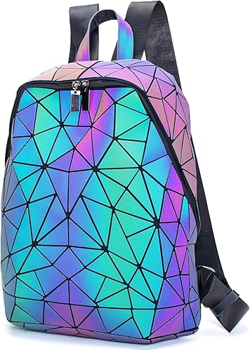 LorranTree Mochila geométrica mochilas luminosas holográfica reflectante bolsa Lumikay bolsas irredescent mochila arco iris