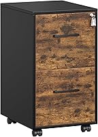 SONGMICS 2-Drawer Locking File Cabinet, Pre-Assembled Mobile Vertical Filing for A4/Letter/Legal, Rustic Brown & Black UOFC112B02