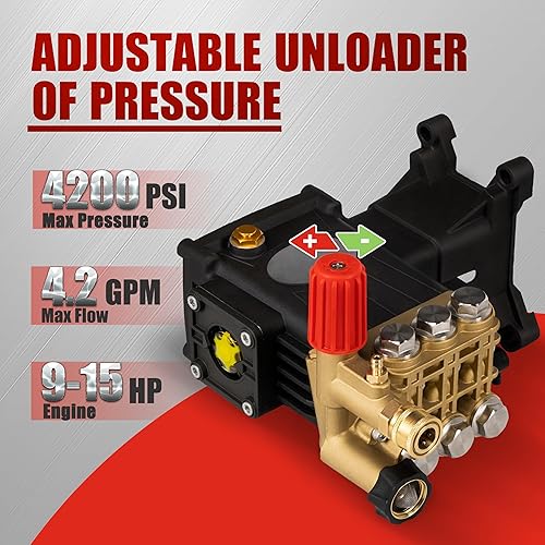 Miniatura 2 de Bomba de lavado a presión triple de eje de 1 pulgada 4200 PSI 4.2 GPM Bomba de repuesto para lavadora eléctrica compatible con GX340 GX390 GX270