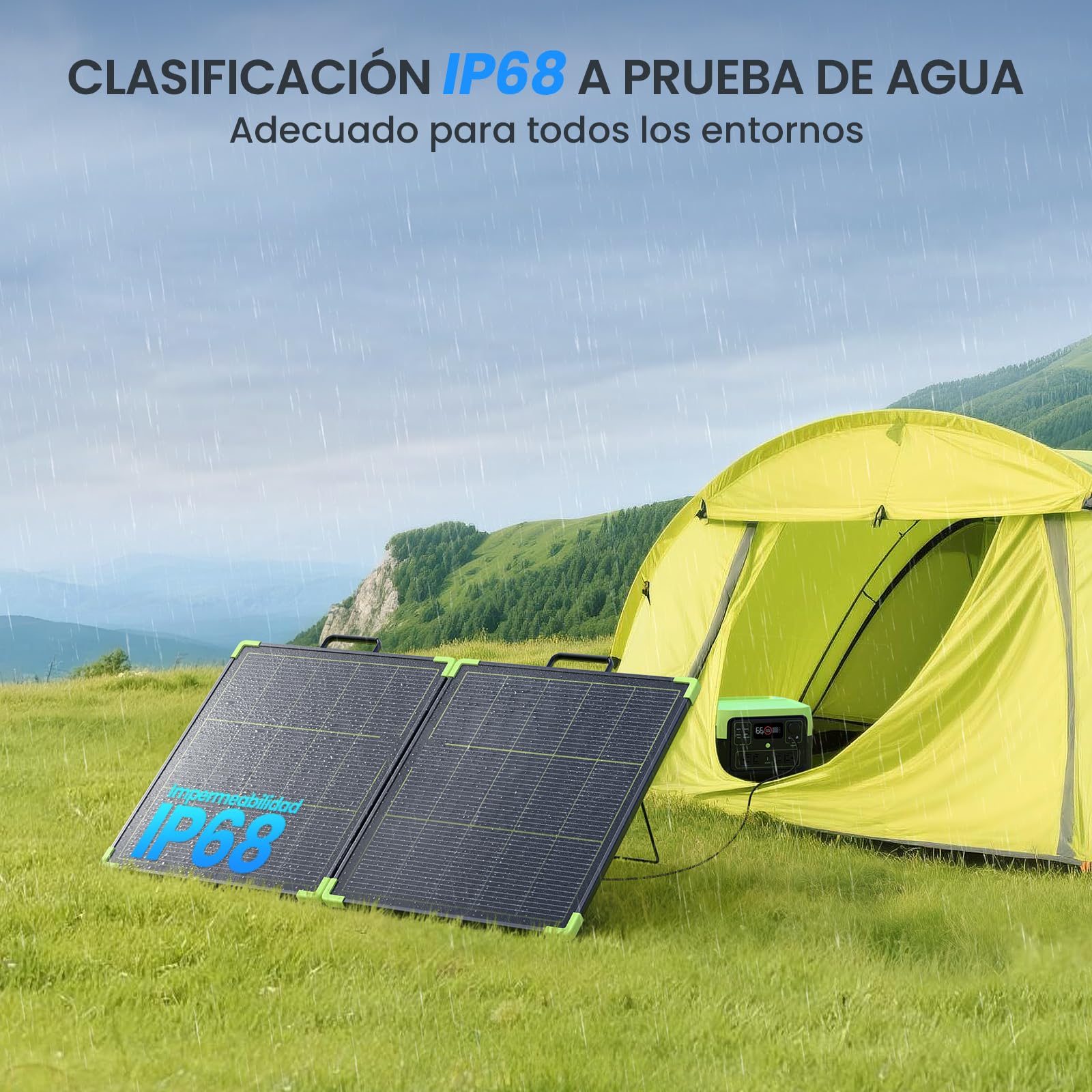 Panel Solar Portátil 100W Bifacial, Callsun 21.8V Plegable Monocristalino Módulo Solar, N-Type 16BB, Células Solares de 182 mm,Ideal para Generador Solar, Camping, Pesca, Senderismo y Caravaning