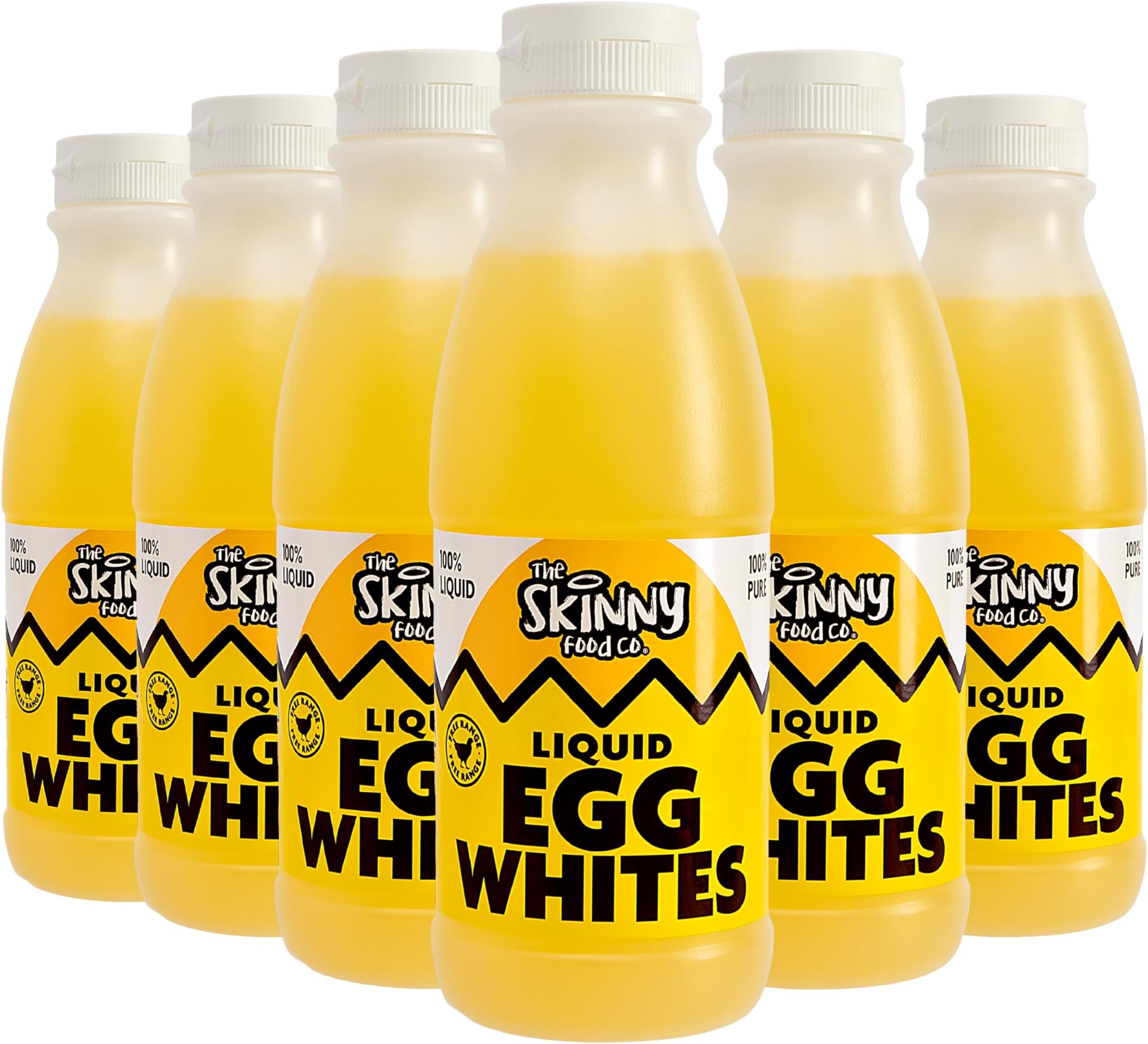 Skinny Food Co Free Range Liquid Egg Whites 6x1L - 100% Pure, High Protein, Low Fat - Vegetarian, Dairy-Free, Gluten-Free No Preservatives - Ideal for Fitness, Diets, Recyclable Packaging