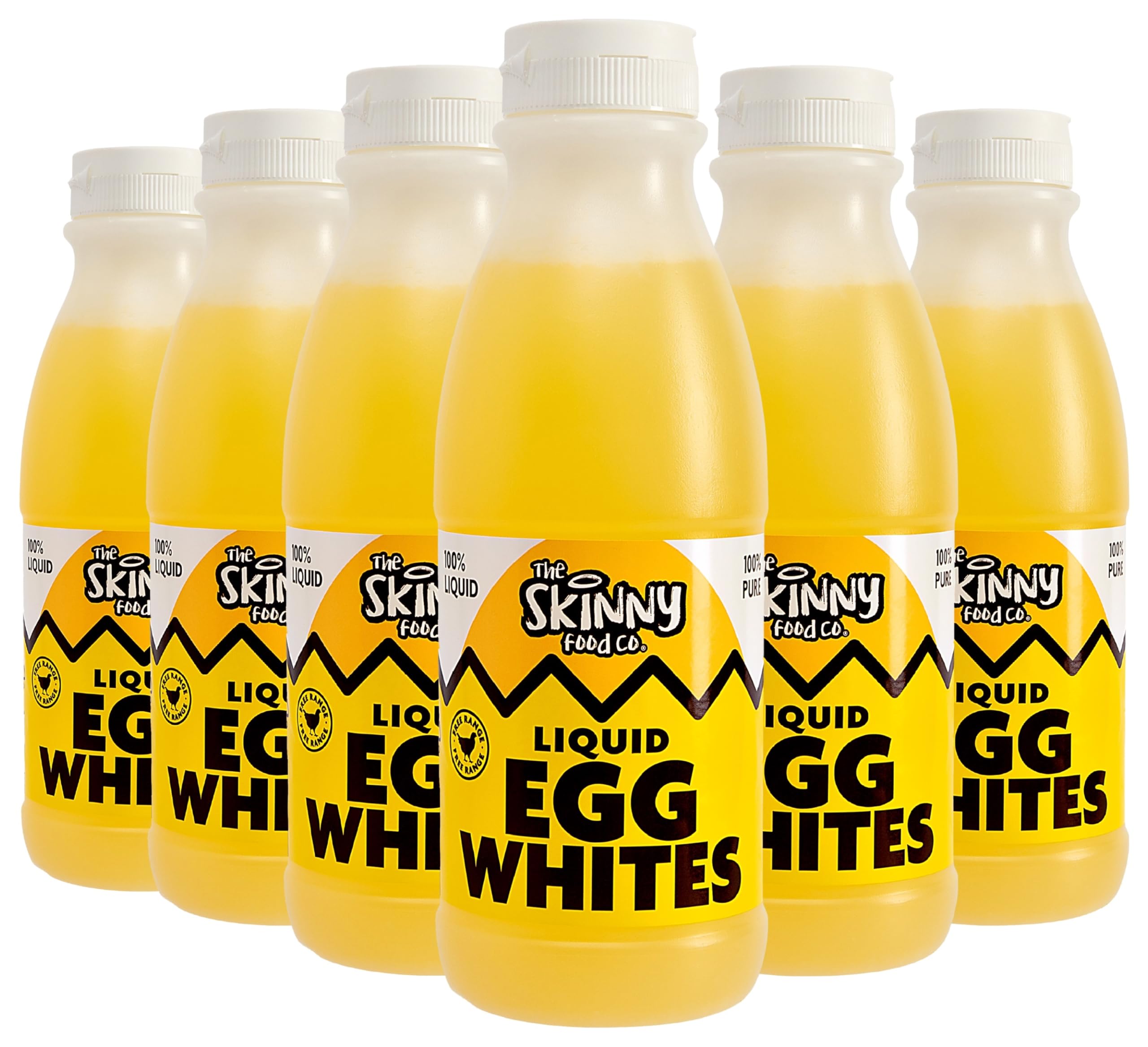 Skinny Food Co Free Range Liquid Egg Whites 6x1L - 100% Pure, High Protein, Low Fat - Vegetarian, Dairy-Free, Gluten-Free No Preservatives - Ideal for Fitness, Diets, Recyclable Packaging