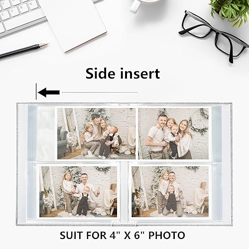 Miniatura 28 de Vienrose Álbum de fotos pequeño de 4 x 6 pulgadas, paquete de 2 mini libros de fotos con cubierta de lino, 26 páginas con capacidad para 52 Negro