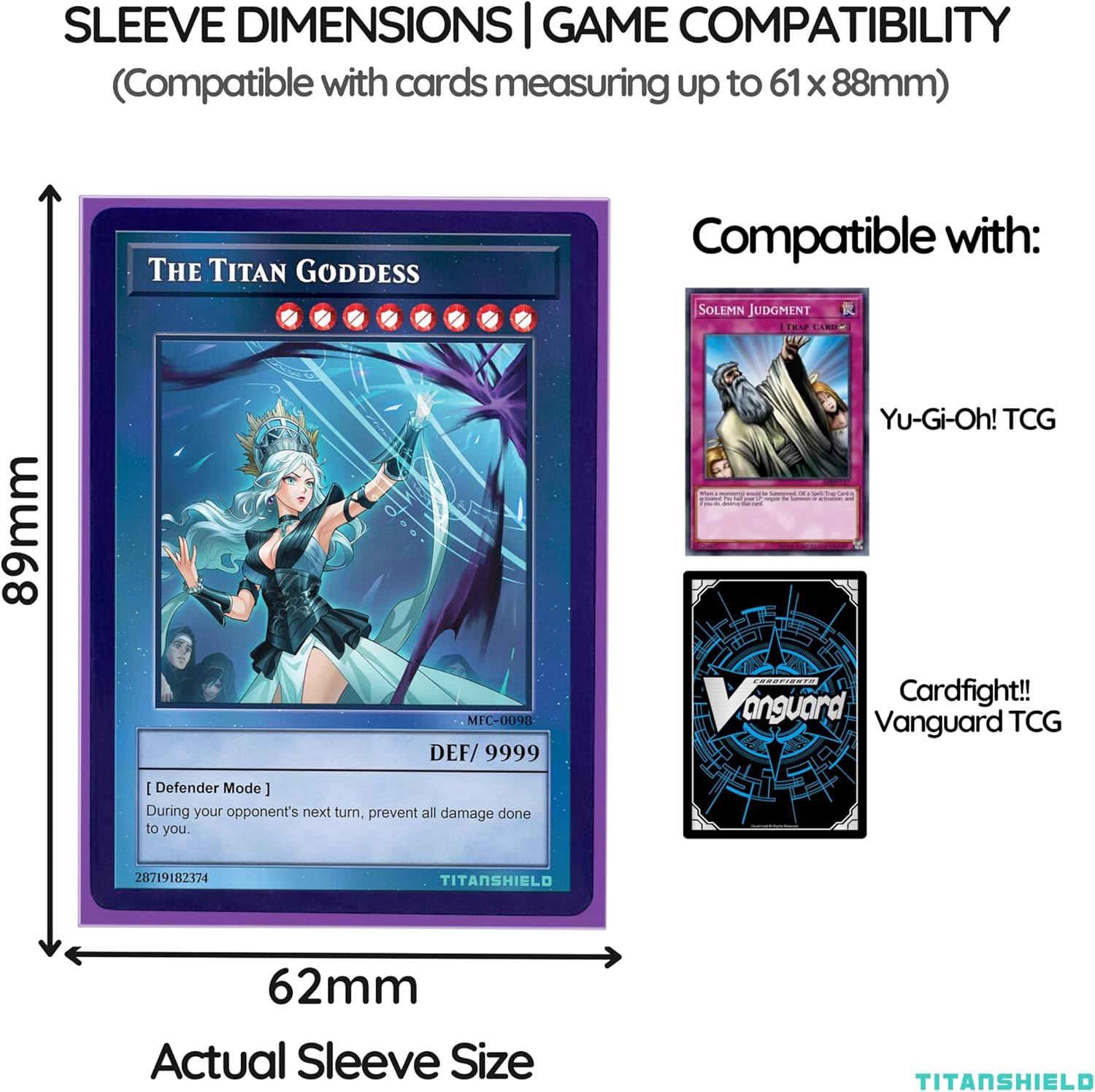 TitanShield (150 Sleeve,Purple) Small Japanese Sized Trading Card Sleeves Deck Protector for Yu-Gi-Oh, Cardfight!! Vanguard & More
