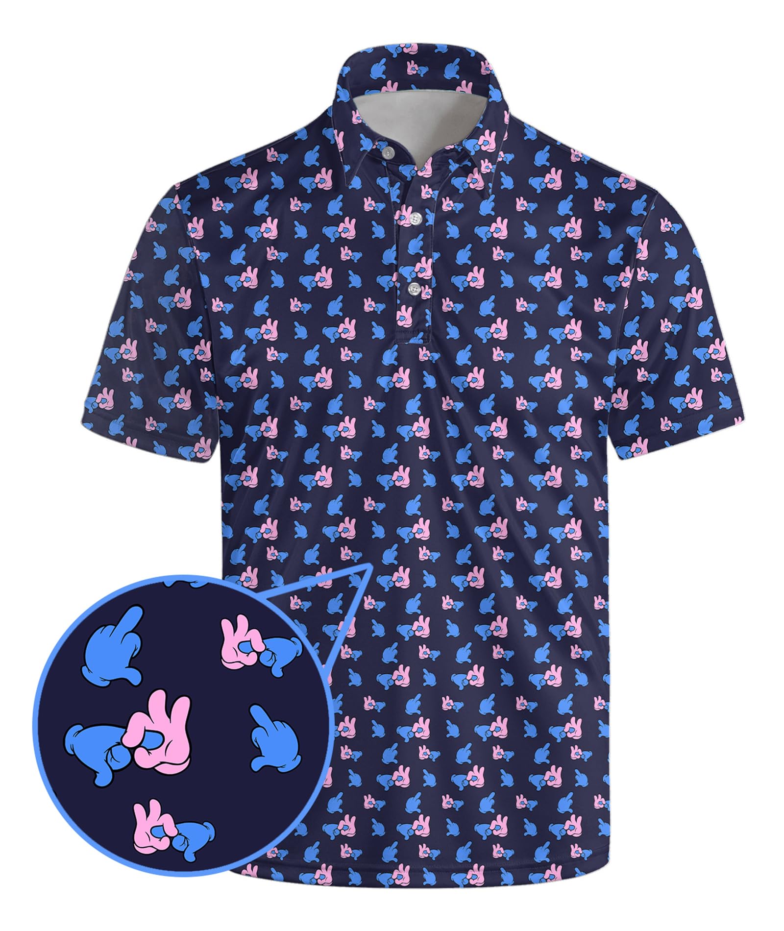 PZTZHGolf Polo Shirts for Men Funny Print Dry Fit Short Sleeve Performance Golf Shirts Moisture Wicking Polo Shirts