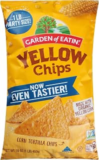 Garden of Eatin' Organic Yellow Corn Tortilla Chips, 16 oz Bag - Gluten-Free, Non-GMO, Hearty Crunch for Dips