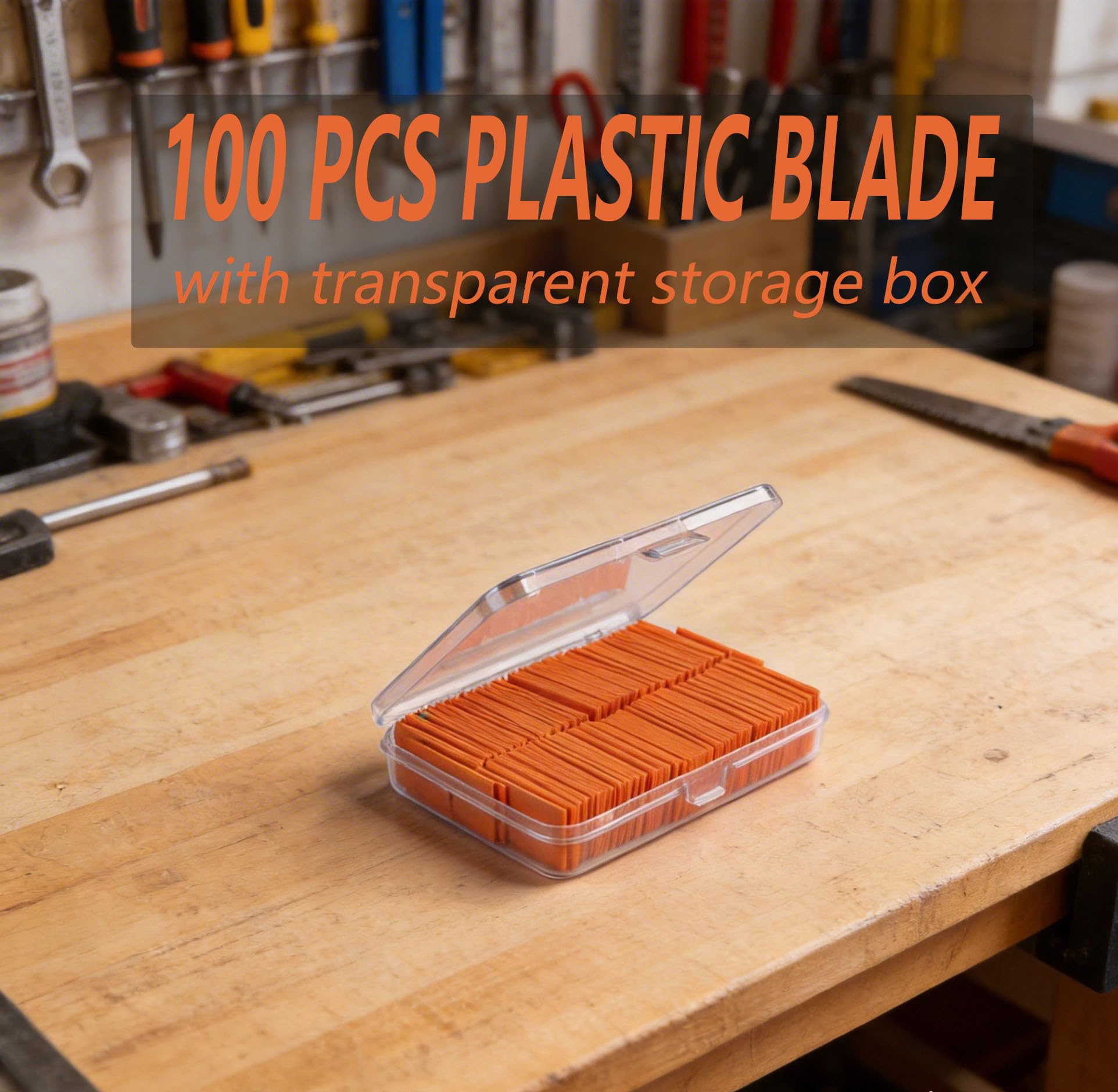 2 Pcs Razor Blade Scraper Tool with 100 Pcs Blades, Plastic Window Glass Scraper, Adhesive Remover for Stickers, Decals, Labels, Glass,car or Windows Non Scratch Cleaning Tool - 4