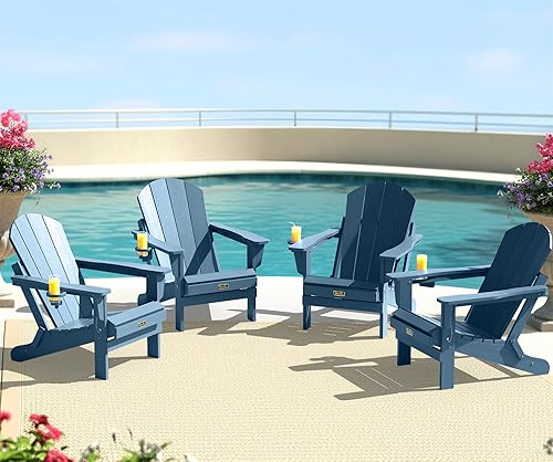 Miniatura 374 de SERWALL - Silla plegable Adirondack para patio, jardín, exterior, resistente a la intemperie, sillas para hoguera, color naranja