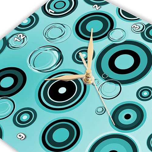 Miniatura 3 de 3dRose Wall Clock Silent - 15 inch - Retro Turquoise Circles Pattern - Patterns