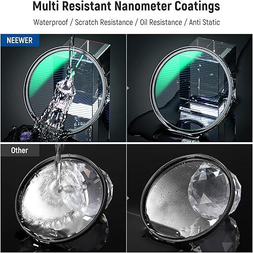 Miniatura 7 de NEEWER Filtro de rayas azules de 2.047 in, vidrio óptico HD giratorio de 360 , filtro de lente de efectos especiales de llamarada anamórfica, marco