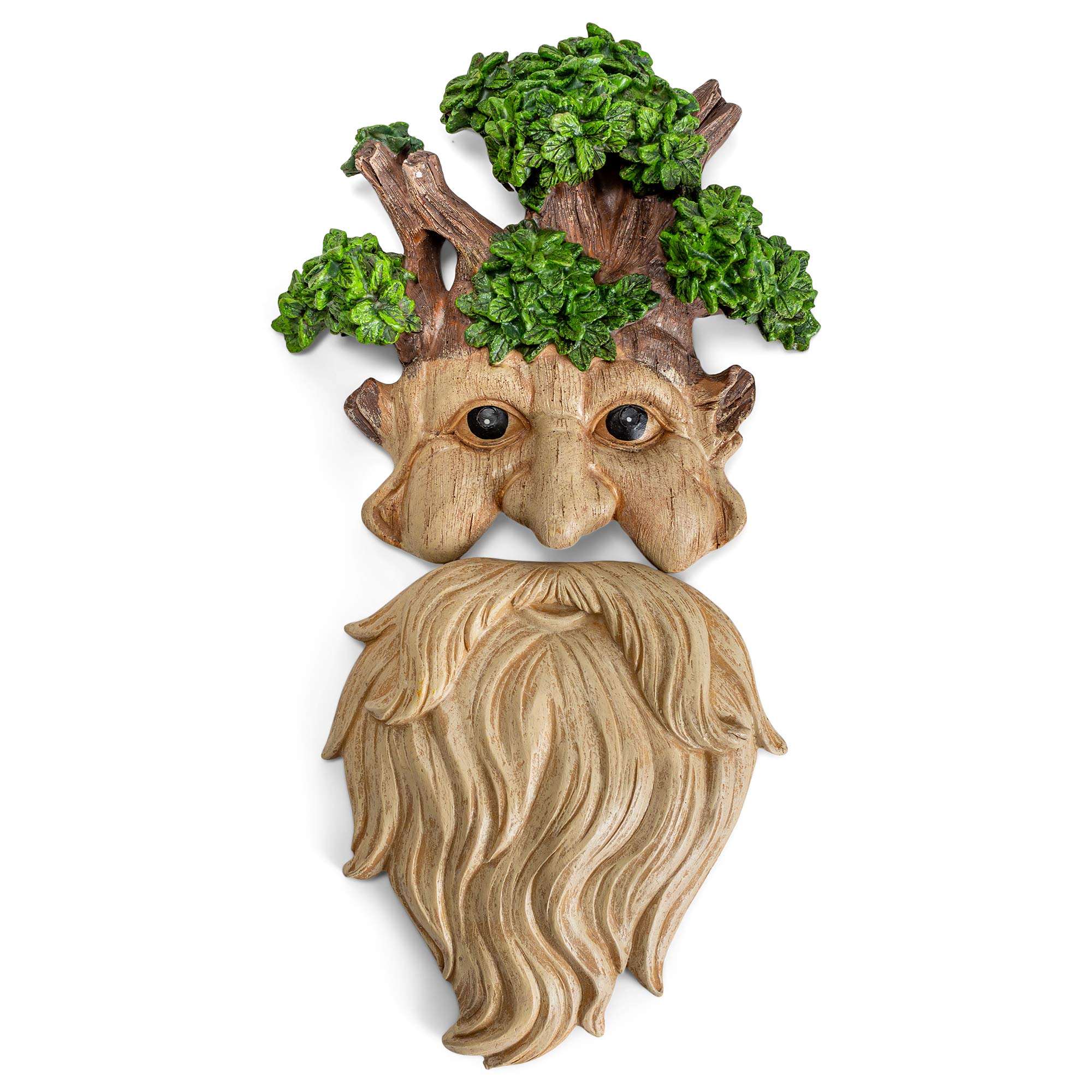 Red Carpet Studios 49025 Old Man Tree Face Hand-Painted Sculpted Outdoor Décor Garden Gifts, 14.96" x 7.87", Old Man Stump, 2-Pieces