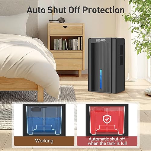 Miniatura 4 de Deshumidificador, deshumidificador de 95 onzas para el hogar, 1000 pies cuadrados, silencioso con apagado automático y relajante luz ambiental de 7