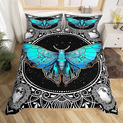 Miniatura 8 de Juego de funda de edredón con diseño de rosas rosadas y mariposas, tamaño Queen, para niños, niñas y mujeres, funda de edredón romántica con flores