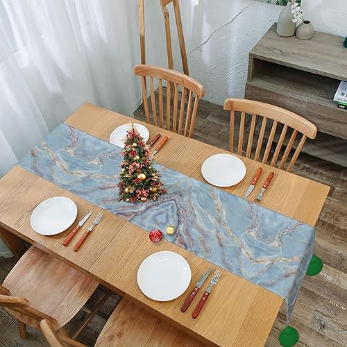 Miniatura 4 de Camino de mesa de Navidad de mármol azul claro, decoración de mesa de comedor, decoración de Navidad, decoración de interiores del hogar, caminos de
