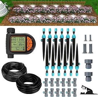 Breeze Touch 120FT Drip Irrigation Kit with Programmable Timer, Automati...