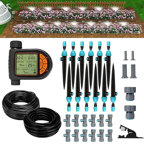 Breeze Touch 120FT Drip Irrigation Kit with Programmable Timer, Automatic