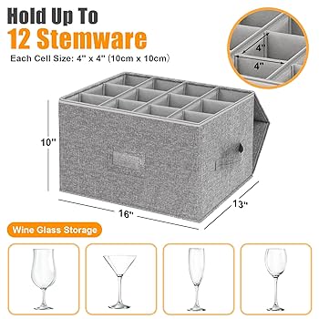 Amazon.com: Kukikan Wine Glass Storage Box 2-Pack, Stemware