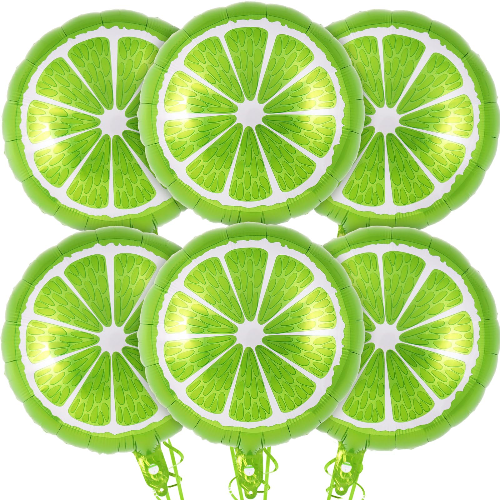 Lime Fruit Balloons, 6 Pcs Cute Lemon Foil Balloons, Large Green Lime Mylar Balloons for Fruit Summer Themed Party DecorationS Birthday Baby Shower (