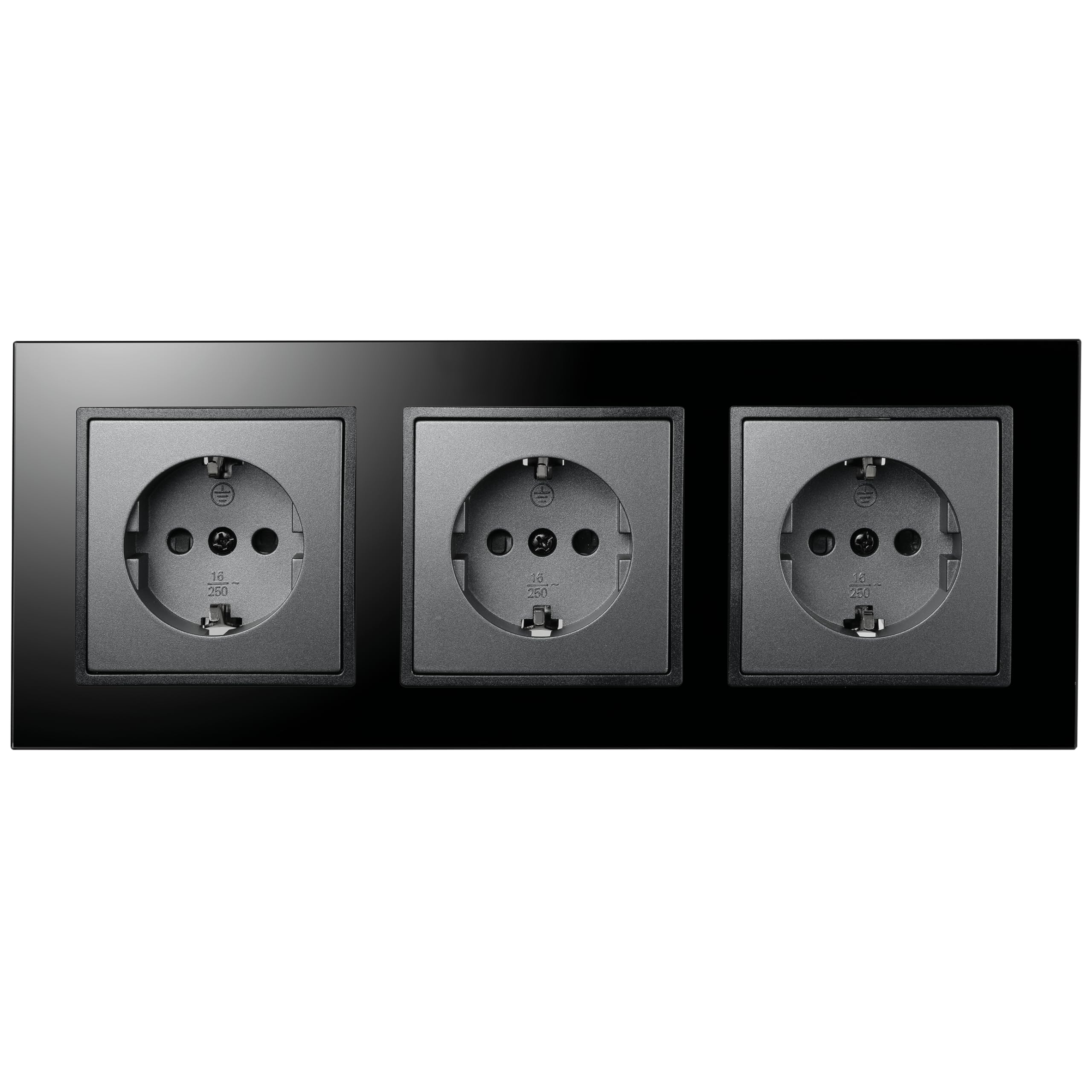 MC POWER Wand Steckdosen Set | Beginner 3S-Style Profi, 4-teilig, anthrazit/schwarz, Glasrahmen, Klemmanschluss