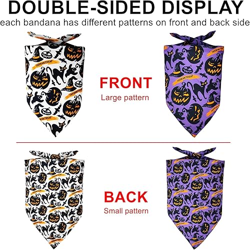 Miniatura 2 de Pañuelos de doble cara para perro 2 bandanas reversibles para cachorros, bufanda de fiesta para mascotas, bufanda triangular, baberos para perros de