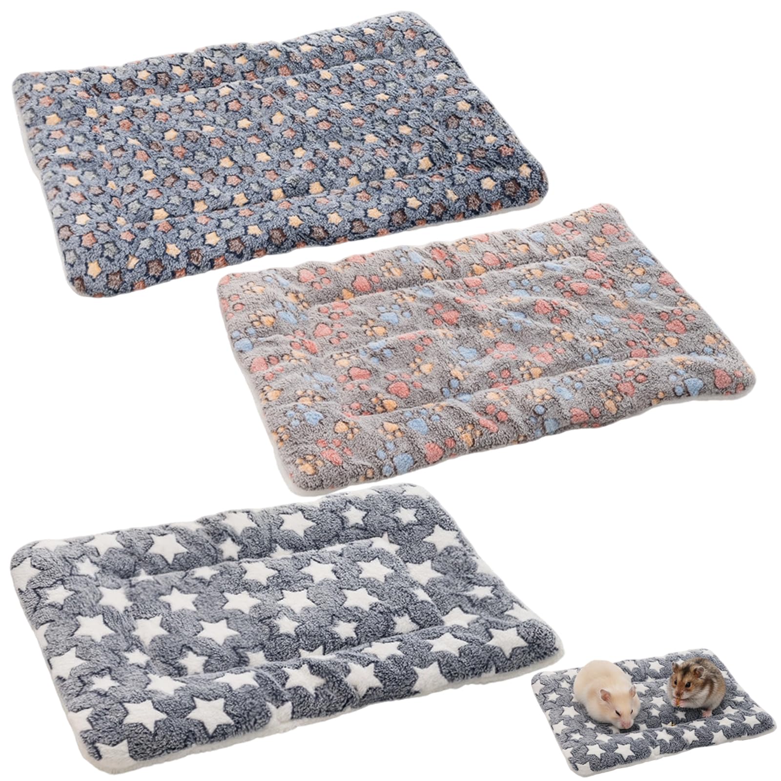 3 Packs Guinea Pig Bed, 32x27 CM Soft Fluffy Rabbit Beds Washable Guinea Pig Bed Blanket for Small Pets, Cozy Warm Sleeping Mat for Guinea Pig, Rabbit, Hamster & Other Small Animals, Comfortable Rest