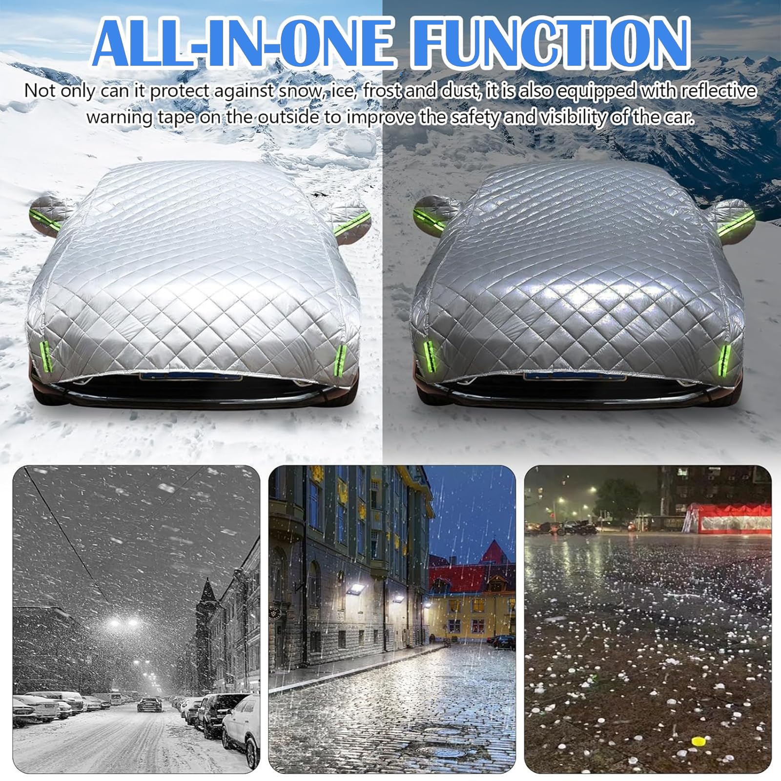 Media Funda Antigranizo para Hyundai Inster (2024-2026) Electric City Car, Funda Coche Exterior Impermeable con Algodón, Protege Techo y Lunetas contra Granizo, Lluvia, Nieve, Rayos UV y Arañazos