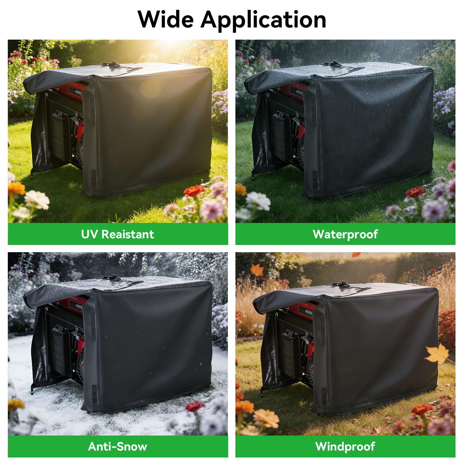 Copertura del generatore, copertura della tenda del generatore addensato durante la corsa Copertura del generatore portatile universale compatibile per esterni 35 x 26 x 28 pollici(Nero)