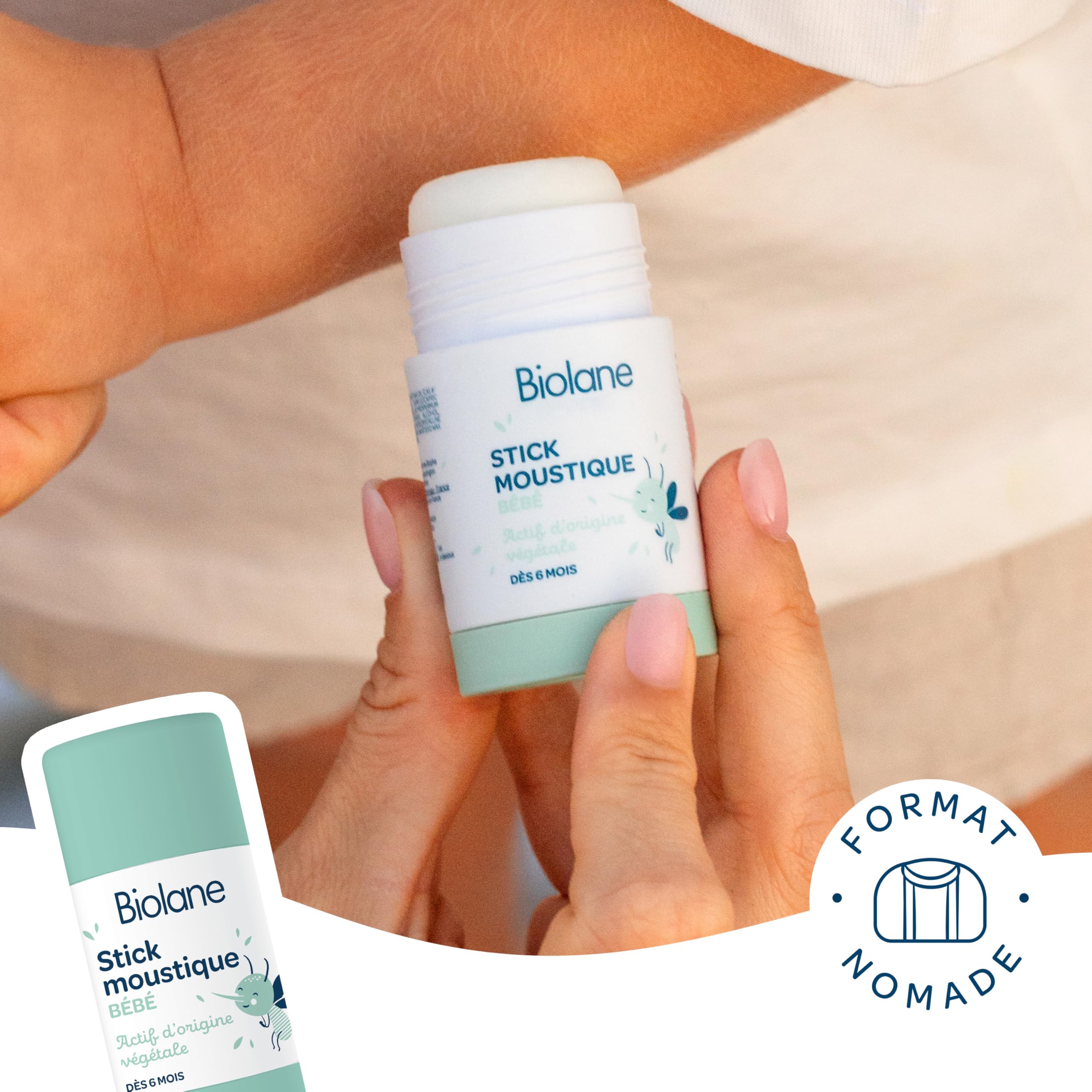 BIOLANE - Stick moustique - Bébé - Dès 6 mois - Actif d'origine végétale - Beurre de karité - Ne colle pas - 20ml - Fabriqué en France