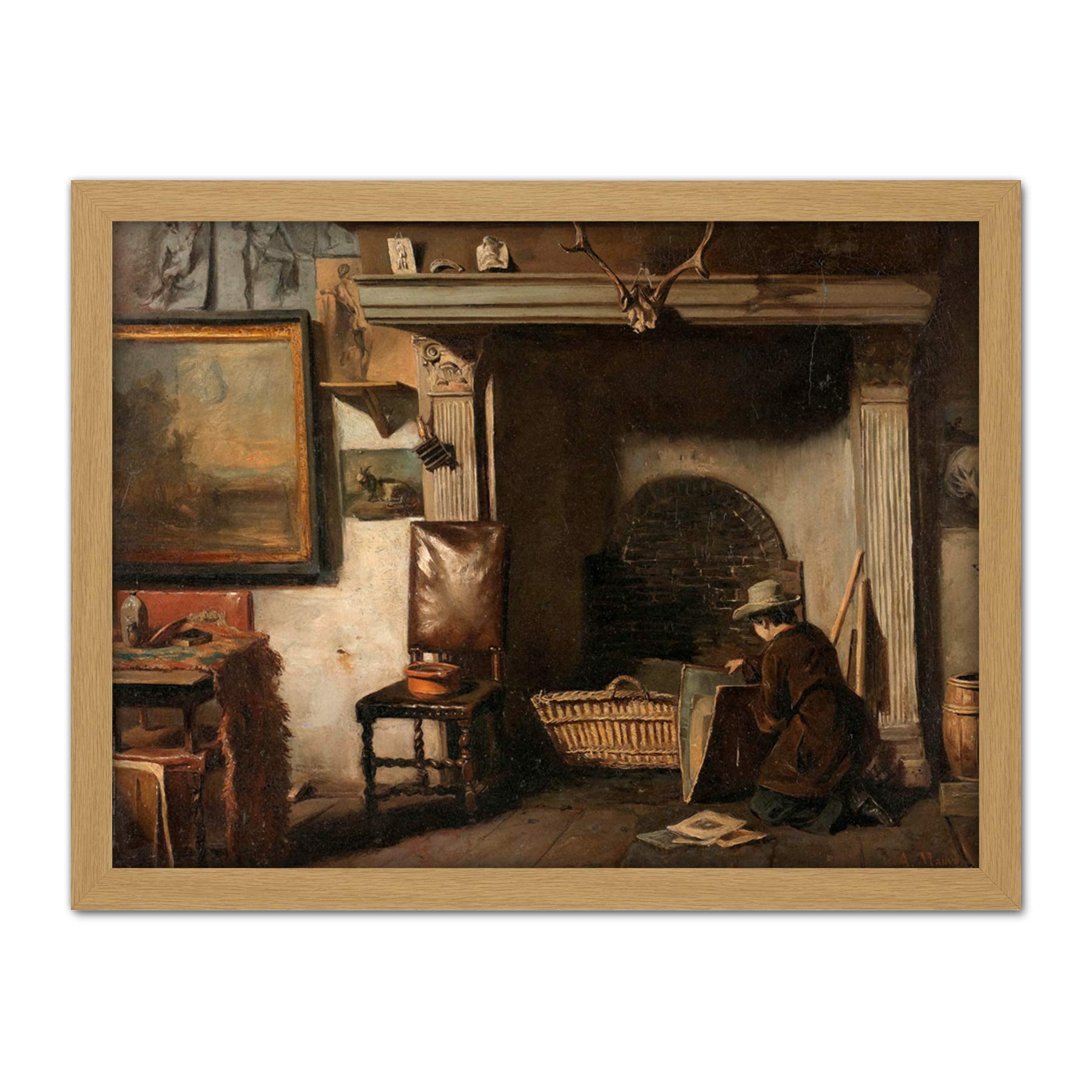 Artery8 Mauve Studio Haarlem Painter Pieter Frederik Van Os Artwork Framed Wall Art Print 18X24 Inch